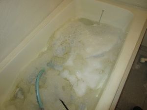 汚れが出なくなるまで洗浄を繰り返します。